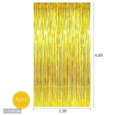 Golden Foil Curtains Birthday Decoration For Boys And Girls, 4 Pieces