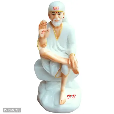 OM SAI Shirdi Saibaba Italian Marble Dust Ashirwad Murti for Home and Office Decor Used in Mandir - 6 inch