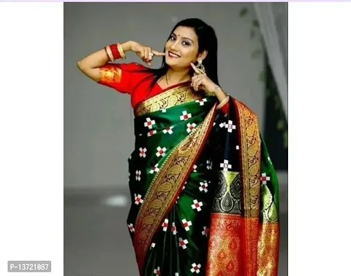 Fancy Satin Silk Saree with Blouse Piece for Women-thumb0