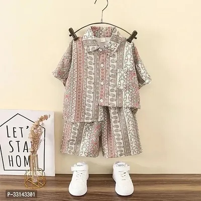 Fabulous Cotton Self Pattern Shirts with Shorts For Boys-thumb0