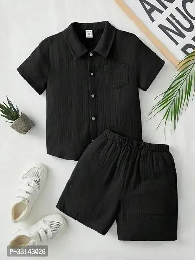 Fabulous Cotton Solid Shirts with Shorts For Boys