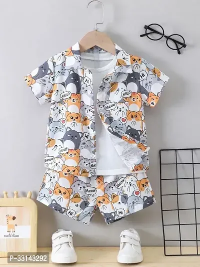 Fabulous Cotton Printed Shirts with Shorts For Boys-thumb0