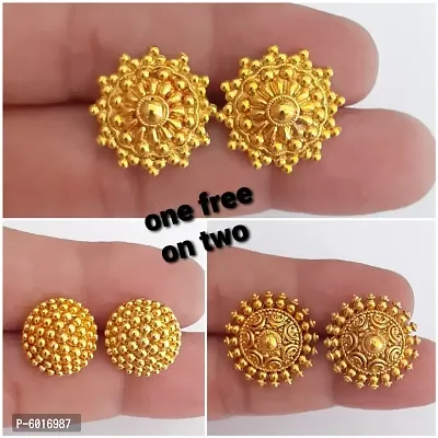 three gold plated  ear tops one tops free on two-thumb0