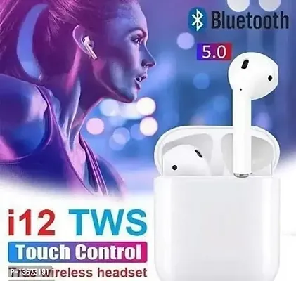 i12 Bluetooth Ear Buds Bluetooth Headset in Ear Earbuds with Mic Touch Sensor with and High Bass Level Supporting All Smart Phone  Device
