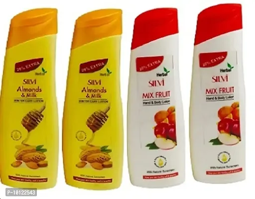 SILVI COMBO OF 2 MIX FRUIT AND 2 ALMOND MILK BODY LOTION 100 ML EACH