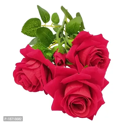 Generic Artificial Rose Flower Bunch (Red, Bunch Of 4 Roses And 1 Bud)(Artificial Flora, 1.00)-thumb3