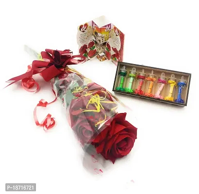 Sau Rang Valentines Day Gift, Wrapped Rose Bunch with Massage Bottles (Written Messages) and Greeting Card, Gift for Wife, Girlfriend, Husband, Boyfriend-thumb0