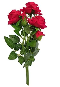 Generic Artificial Rose Flower Bunch (Red, Bunch Of 4 Roses And 1 Bud)(Artificial Flora, 1.00)-thumb1
