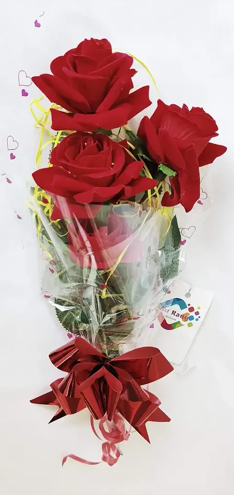 Generic Artificial Rose Flower Bunch (Red, Bunch Of 4 Roses And 1 Bud)(Artificial Flora, 1.00)