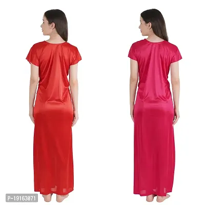 Trendy Satin Half Sleeves Women's Nightdress Nighty Pack of 2-thumb2