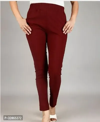 Elegant Brown Cotton Solid Trousers For Women-thumb0