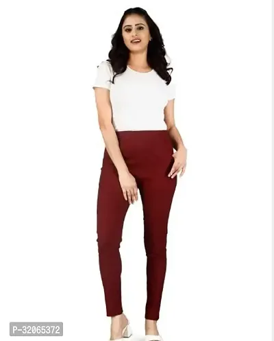 Elegant Brown Cotton Solid Trousers For Women-thumb2