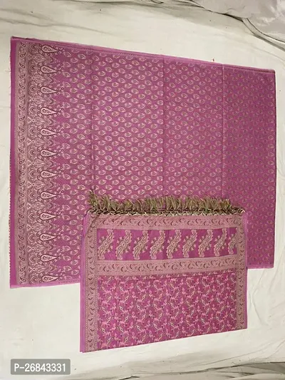 Elegant Pink Cotton Printed Dress Material with Dupatta For Women