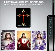 LADY HAWK Jesus Holy Cross Miniature Painting with magnetic backing. A Divine Gift for The Lord's Blessing. Directly sticks to any Metal Surface. Size 10x7cms Jesus Photo Frame Model Series - (G142)-thumb4