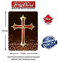 LADY HAWK Jesus Holy Cross Miniature Painting with magnetic backing. A Divine Gift for The Lord's Blessing. Directly sticks to any Metal Surface. Size 10x7cms Jesus Photo Frame Model Series - (G144)-thumb2