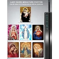 LADY HAWK Mother Mary Photo Statue Miniature Painting with magnetic backing. A Divine Gift for The Mother's Blessing. Sticks to any Metal Surface. Size 10x7cms Mother Mary Photo Frame Version (G376)-thumb2