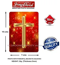 LADY HAWK Jesus Holy Cross Miniature Painting with magnetic backing. A Divine Gift for The Lord's Blessing. Directly sticks to any Metal Surface. Size 10x7cms Jesus Photo Frame Model Series - (G169)-thumb2