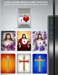 LADY HAWK Jesus Holy Cross Miniature Painting with magnetic backing. A Divine Gift for The Lord's Blessing. Directly sticks to any Metal Surface. Size 10x7cms Jesus Photo Frame Model Series - (G383)-thumb4