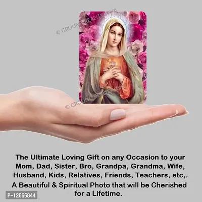 LADY HAWK Mother Mary Photo Statue Miniature Painting with magnetic backing. A Divine Gift for The Mother's Blessing. Sticks to any Metal Surface. Size 10x7cms Mother Mary Photo Frame Version (G119)-thumb2