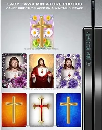 LADY HAWK Jesus Holy Cross Miniature Painting with magnetic backing. A Divine Gift for The Lord's Blessing. Directly sticks to any Metal Surface. Size 10x7cms Jesus Photo Frame Model Series - (G378)-thumb4