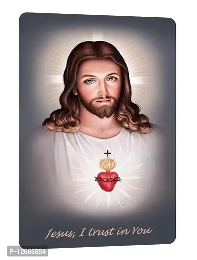 LADY HAWK Jesus Christ Photo Miniature Painting with magnetic backing. A Divine Gift for The Lord's Blessing. Directly sticks to any Metal Surface. Size 10x7cms Jesus Photo Frame Model Series (G348)-thumb0