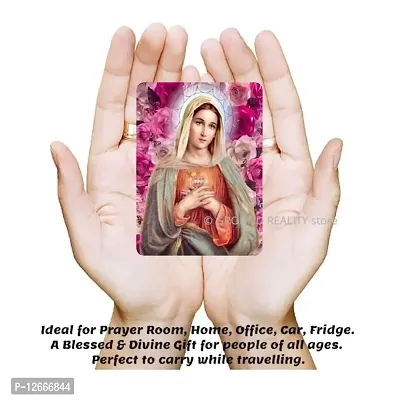 LADY HAWK Mother Mary Photo Statue Miniature Painting with magnetic backing. A Divine Gift for The Mother's Blessing. Sticks to any Metal Surface. Size 10x7cms Mother Mary Photo Frame Version (G119)-thumb4