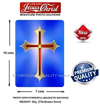 LADY HAWK Jesus Holy Cross Miniature Painting with magnetic backing. A Divine Gift for The Lord's Blessing. Directly sticks to any Metal Surface. Size 10x7cms Jesus Photo Frame Model Series - (G133)-thumb2