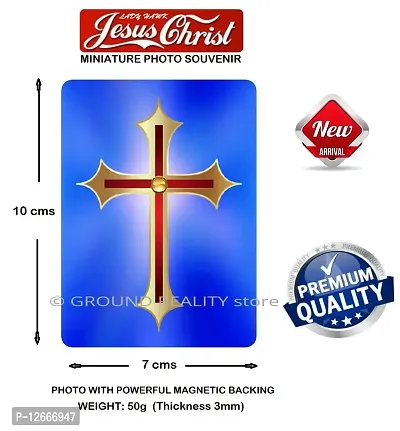 LADY HAWK Jesus Holy Cross Miniature Painting with magnetic backing. A Divine Gift for The Lord's Blessing. Directly sticks to any Metal Surface. Size 10x7cms Jesus Photo Frame Model Series - (G133)-thumb3