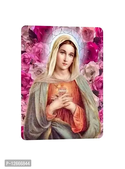 LADY HAWK Mother Mary Photo Statue Miniature Painting with magnetic backing. A Divine Gift for The Mother's Blessing. Sticks to any Metal Surface. Size 10x7cms Mother Mary Photo Frame Version (G119)