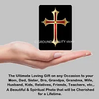 LADY HAWK Jesus Holy Cross Miniature Painting with magnetic backing. A Divine Gift for The Lord's Blessing. Directly sticks to any Metal Surface. Size 10x7cms Jesus Photo Frame Model Series - (G142)-thumb1