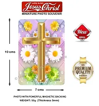 LADY HAWK Jesus Holy Cross Miniature Painting with magnetic backing. A Divine Gift for The Lord's Blessing. Directly sticks to any Metal Surface. Size 10x7cms Jesus Photo Frame Model Series - (G378)-thumb2