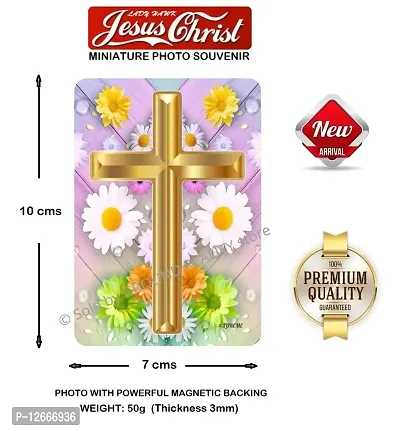 LADY HAWK Jesus Holy Cross Miniature Painting with magnetic backing. A Divine Gift for The Lord's Blessing. Directly sticks to any Metal Surface. Size 10x7cms Jesus Photo Frame Model Series - (G378)-thumb3