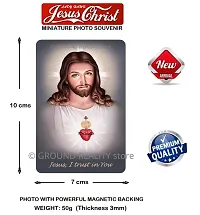 LADY HAWK Jesus Christ Photo Miniature Painting with magnetic backing. A Divine Gift for The Lord's Blessing. Directly sticks to any Metal Surface. Size 10x7cms Jesus Photo Frame Model Series (G348)-thumb2