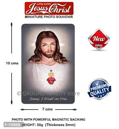 LADY HAWK Jesus Christ Photo Miniature Painting with magnetic backing. A Divine Gift for The Lord's Blessing. Directly sticks to any Metal Surface. Size 10x7cms Jesus Photo Frame Model Series (G348)-thumb3