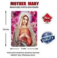 LADY HAWK Mother Mary Photo Statue Miniature Painting with magnetic backing. A Divine Gift for The Mother's Blessing. Sticks to any Metal Surface. Size 10x7cms Mother Mary Photo Frame Version (G119)-thumb2