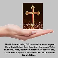 LADY HAWK Jesus Holy Cross Miniature Painting with magnetic backing. A Divine Gift for The Lord's Blessing. Directly sticks to any Metal Surface. Size 10x7cms Jesus Photo Frame Model Series - (G144)-thumb1