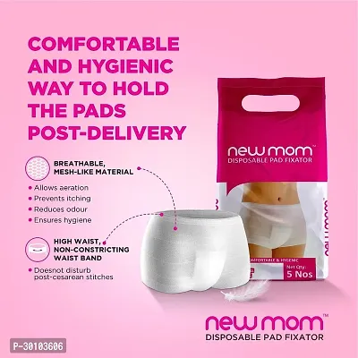 (4+6 Pregnancy Kit) 4 New Mom Maternity Pads Heavy Flow (850ml) + 6 Medium Size New Mom Pad Fixator Panty Washable and Reusable for Hip Size 78-88cm. Full Day or Overnight Protection-thumb4