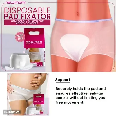 4+6 Pregnancy Kit - 4 New Mom Maternity Pads Heavy Flow (850ml) + 6 XL Size New Mom Pad Fixator Panty Washable and Reusable for Hip Size 101-112cm. Full Day or Overnight Protection-thumb4