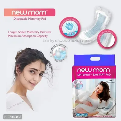 (12+8 Pregnancy Kit) Full Day or Overnight Protection 12 Heavy Flow New Mom Maternity Pads (850ml) + 8 Medium Size New Mom Pad Fixator Panty Reusable and Washable for Hip Size 78-88cms-thumb3