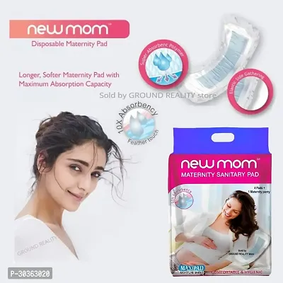 (12+8 Pregnancy Kit) Full Day or Overnight Protection 12 Heavy Flow New Mom Maternity Pads (850ml) + 8 Large Size New Mom Pad Fixator Panty Reusable and Washable for Hip Size 89-100cms-thumb2