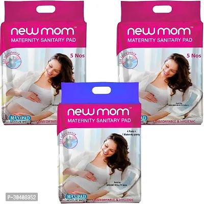 (Pregnancy Kit - Set of 15) 14 Maxi New Mom Maternity Pads (850ml) Long Lasting Protection + 1 Pad Fixator Panty for Women.. Premium NewMom Maternity Pads and Panty Fixator-thumb0