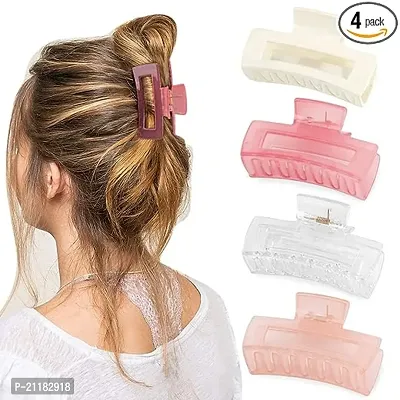 Truvic Korean Fashionable Fancy Stylish Large Pearl Hair Claw Clips Long Hair Jaw Clips Clutches Barrettes Hair Accessories for Women and Girls set of 4