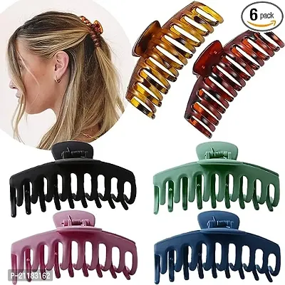 Truvic Large Hair Claw Clip for Women, 4.3 Jumbo Strong Hold Hair Catch Barrette Jaw Clamp for Thick/Thin Hair Tortoise Barrettes Celluloid Big Fashion Hair Styling Accessory (6 Packs)-thumb0