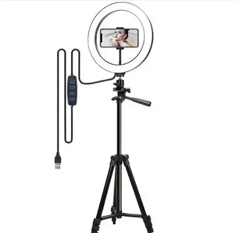 Ring Light 10 Inches LED Ring Light for Camera, and Video Shooting, Makeup with 7 Feet Long Foldable and Lightweight Ring Light Stand