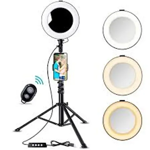 10 inch Ring Light with 7 Feet Tripod Stand for Phone 1.5M Collar mic | Camera | 3 Color Modes Light Makeup Vlogging (10inch mic)