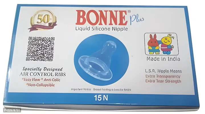 Bonne Nipple Liquid Silicone Nipple /Variable Flow Nipple (Pack Of 15 Nipples)-thumb0
