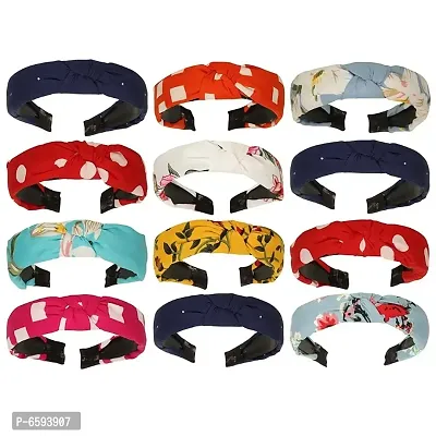 Hair Headband Synthetic Knot Hair Band For Women And Girls Pack of 12 Multicolor