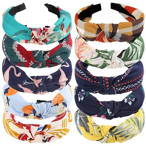 Combo Of 10 Modern Fabric Embellished Head Bands