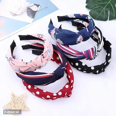 LACE IT Korean Style Solid Fabric Knot with Tape Plastic Hairband Headband for Girls and Woman 6 PCS-(RANDOM) MULTI COLOUR Head Band  (Multicolor)