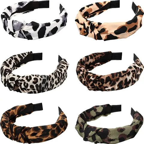 LACE IT Korean Style Solid Fabric Knot with Tape Plastic Hairband Tiger Pack of picsc